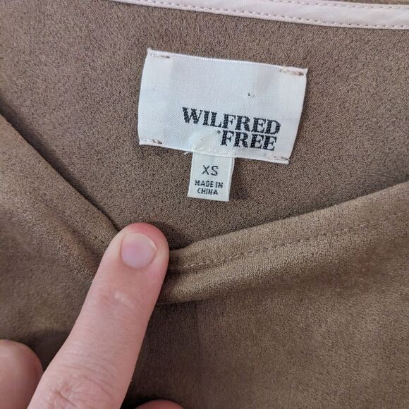 Aritzia Wilfred Free Faux Suede Brown Shift Nori Dress - Picture 5 of 7